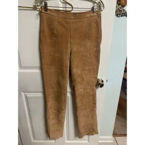 Terry Lewis Suede Tan Brown Pant Small 4p Leather Polyester Lining Waist 28x31